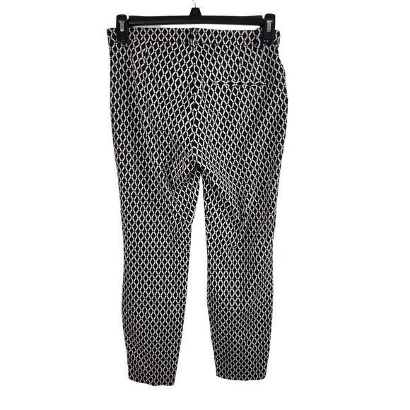 H&M Dress Pants 6 Womens Black White Diamond Print Mid Rise Side Zip Work Office - Picture 4 of 5
